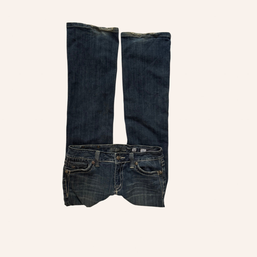 MissMe 2000s lowrise bootcut embroidered jeans